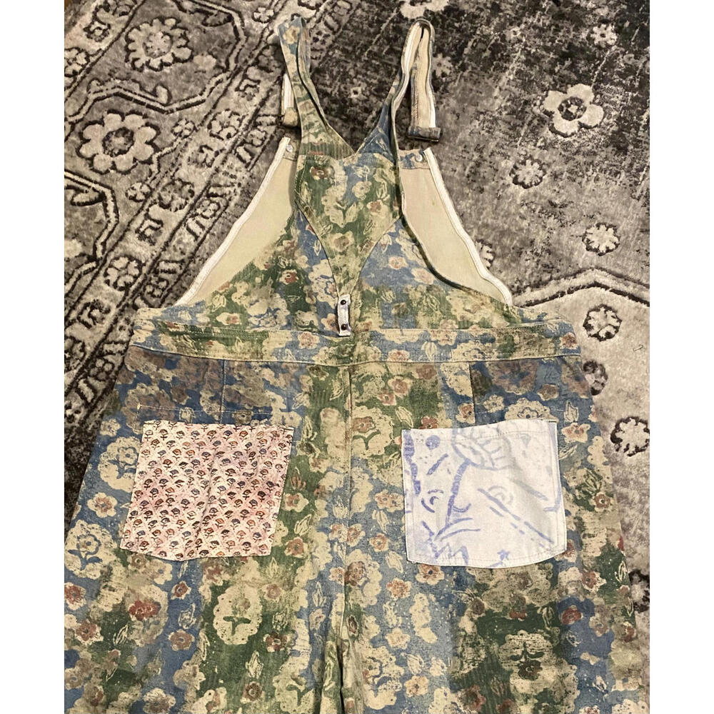 Easel Laney Mae Floral Patchwork Women's Overalls Washed Print Large - Picture 8 of 8